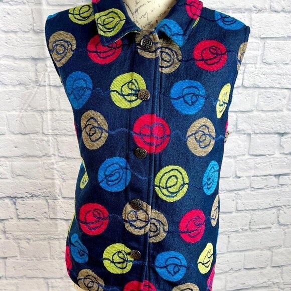 Christopher & Banks Colorful Collared Vest Balls of Yarn Design Size XL - Picture 3 of 10
